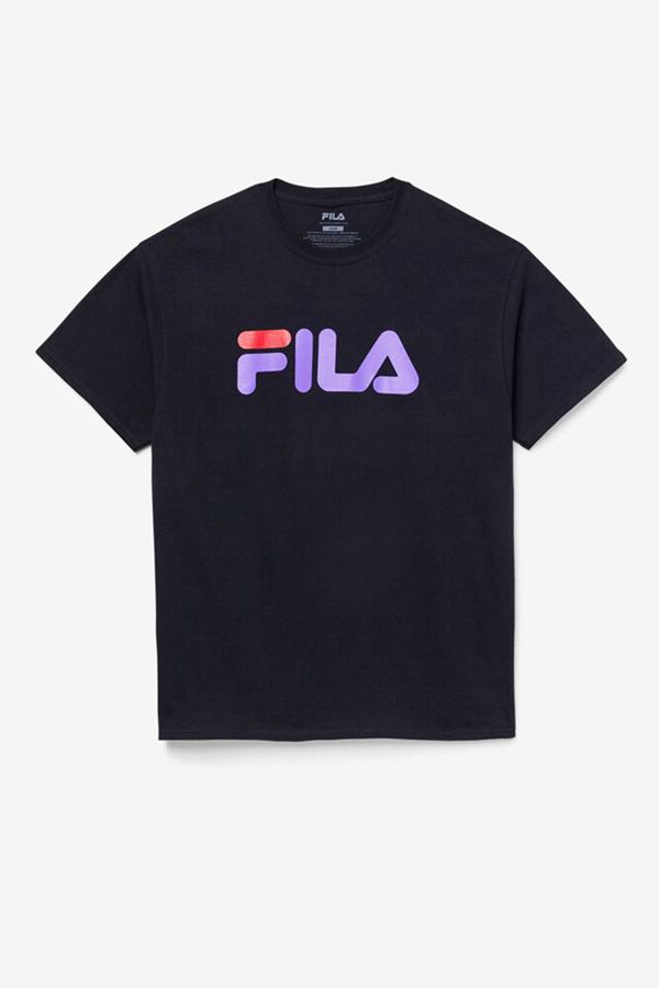 Camisetas Fila Hombre Negras / Moradas / Rojas - Short Sleeve Logo - España 869417YES